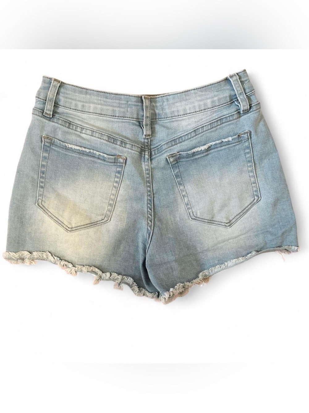 High Rise Light Washed Riped Button Down YMI Denim Shorts - Picture 2 of 4